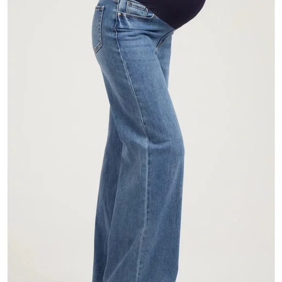 Pinkblush Blue Wide Leg Maternity Jeans - Picture 6 of 7